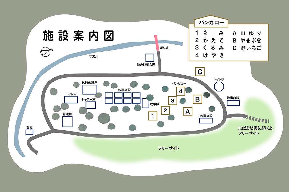 池の谷ファミリーキャンプ場のマップ